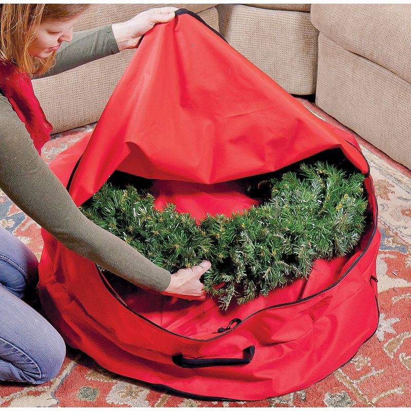 2 in 1 Red Zip Up Christmas Garland and Wreath Storage Bag