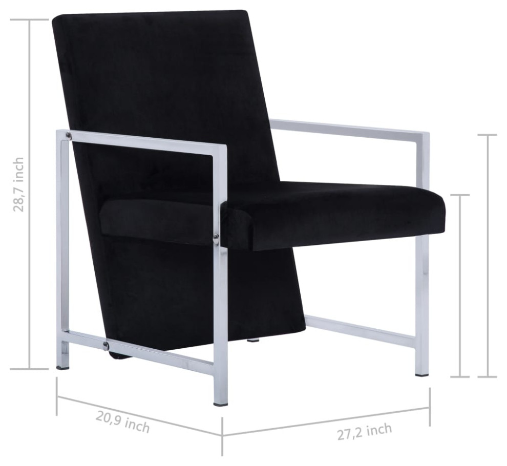 vidaXL Accent Chair Accent Single Sofa Chair with Chrome Feet Black Velvet   Contemporary   Armchairs And Accent Chairs   by vidaXL LLC  Houzz