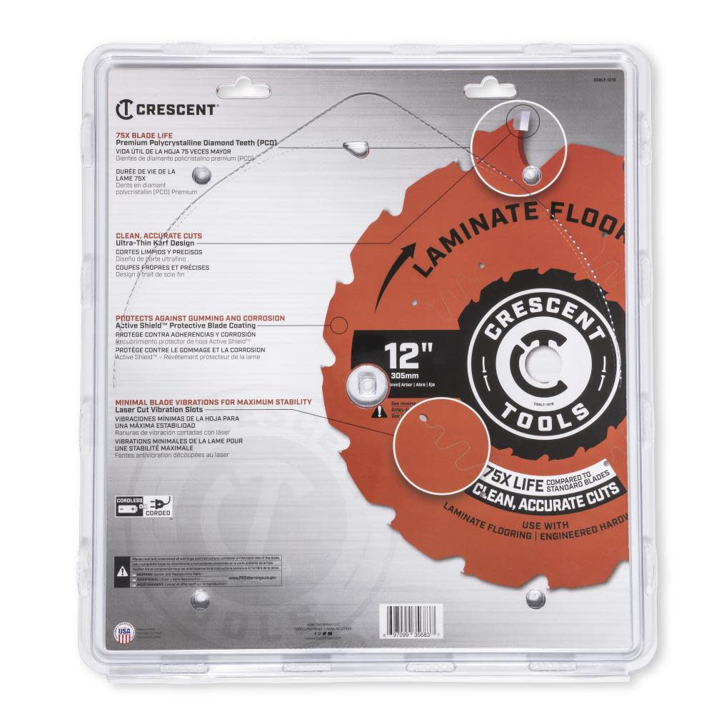 CRESCENT Circular Saw Blade 12 x 16 Tooth Laminate Flooring ;