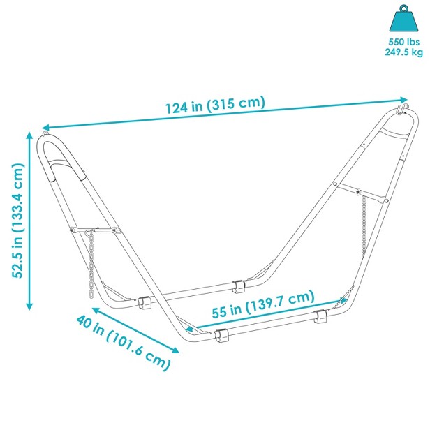 Sunnydaze Heavy duty Universal Multi use Heavy duty Steel Hammock Stand For 9 To 14 Feet Hammocks 550 Lb Weight Capacity