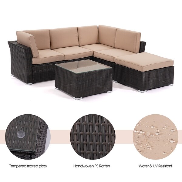 4 pieces Outdoor Patio Furniture Rattan Conversation Sofa Sectional Sets - Overstock - 33808766