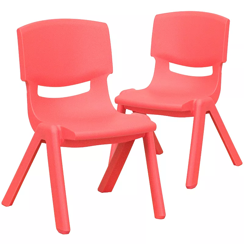 Emma and Oliver 2 Pack Natural Plastic Stackable School Chair with 10.5H Seat， Preschool Chair