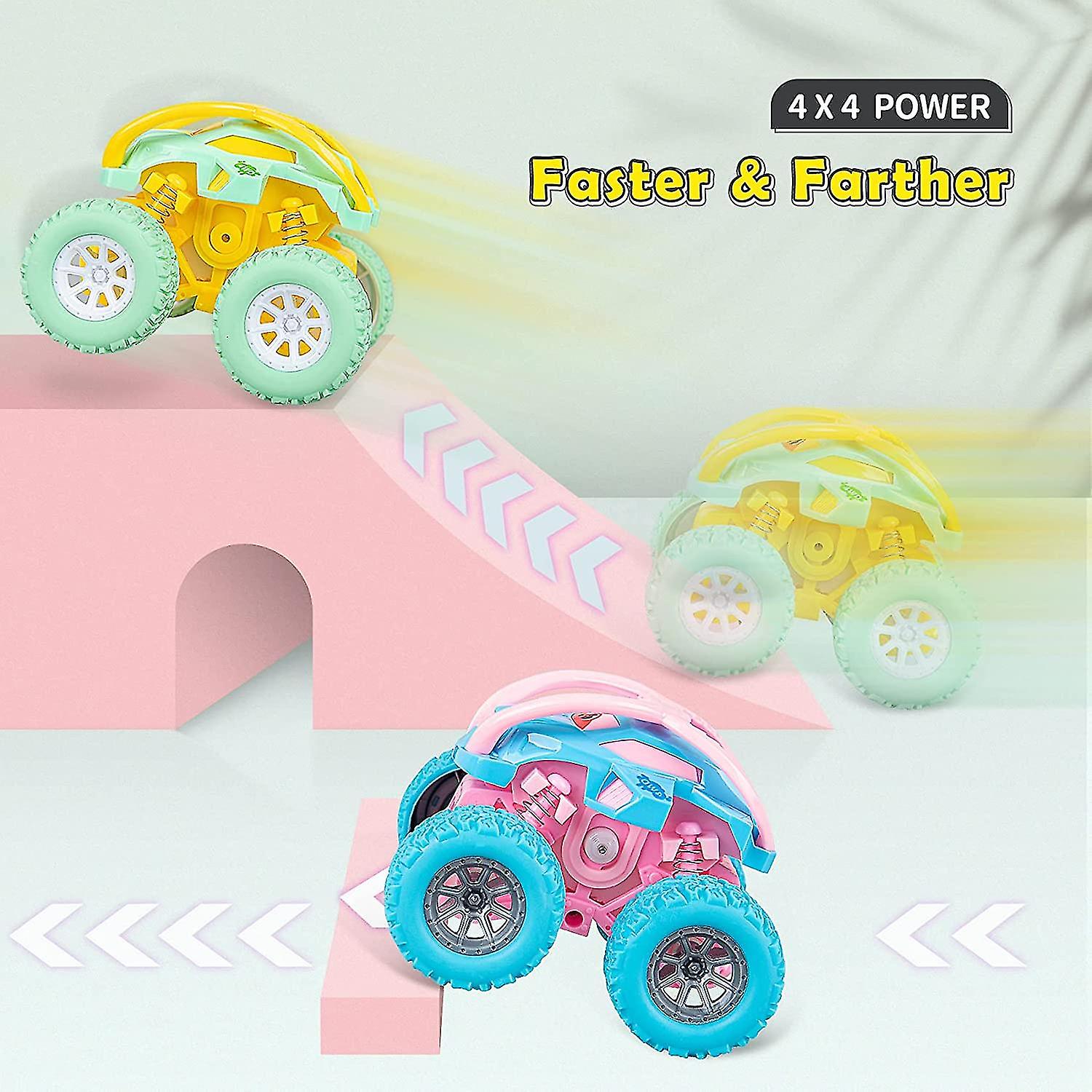 Cute Push Go Double-directions Vehicles Sets For Toddlers Gifts， 3 Pack