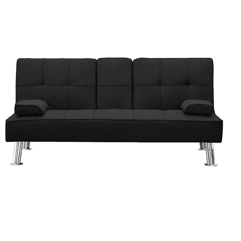 F.c Design Modern Convertible Folding Futon Sofa Bed With 2 Cup Holders， Fabric Loveseat Sofa Bed