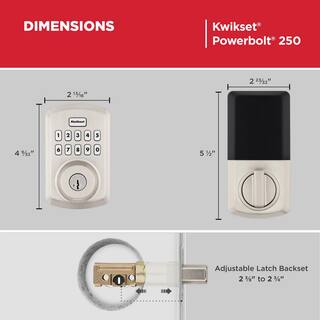 Kwikset Powerbolt 250 10-Button Keypad Satin Nickel Transitional Electronic Deadbolt Door Lock 9250TRS15SMTRBP