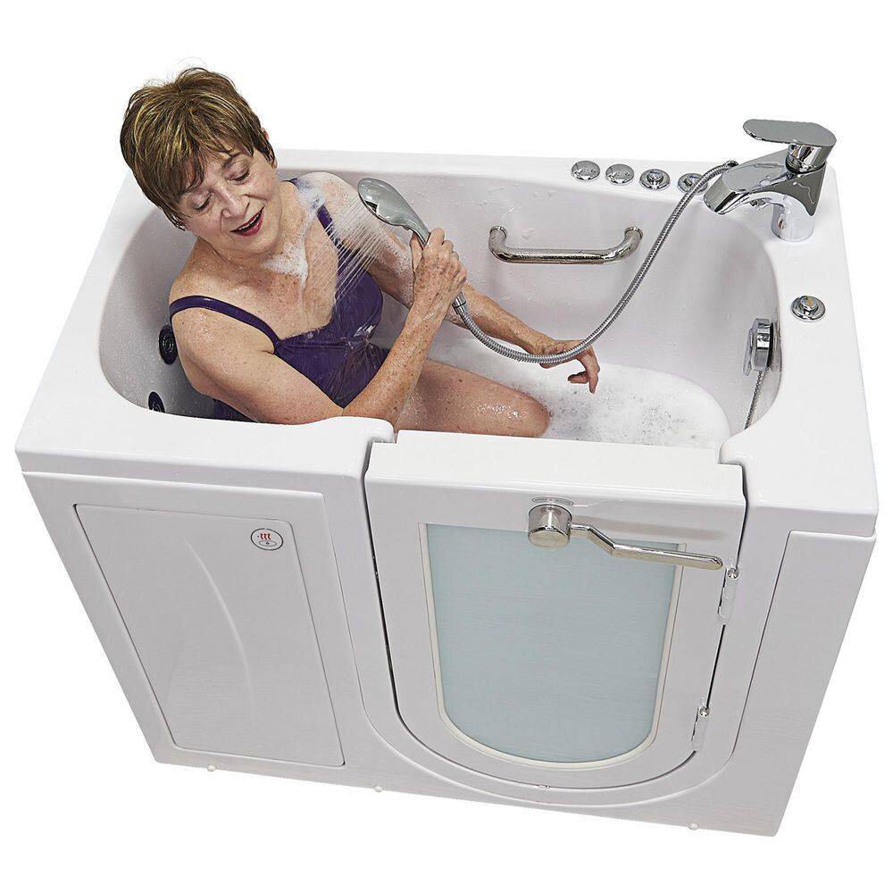 Ella Mobile 45 in. x 26 in. Walk-In Whirlpool  Air Bath Bathtub in White Outward DoorDigitalHeated SeatFast Fill  Drain OA2645DH-HB-R-D