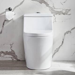 DEERVALLEY Prism 1-Piece 0.81.28 GPF Dual Flush Elongated Toilet in White Seat Included DV-1F52636