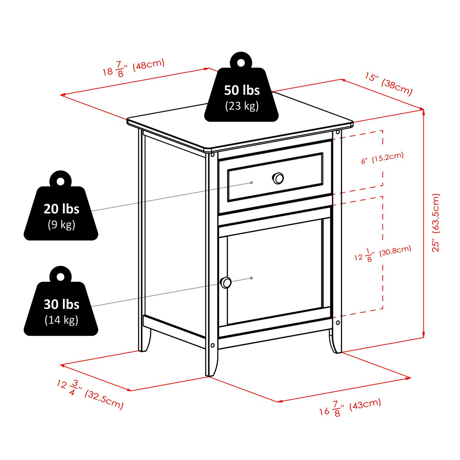 Winsome Wood Eugene Accent Table， Nightstand， Espresso Finish