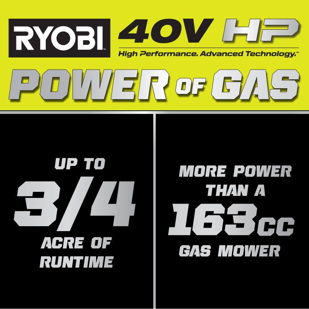 RYOBI 40V HP Brushless 21 in. Cordless Battery Walk Behind Self-Propelled Lawn Mower with (2) 6.0 Ah Batteries and Charger RY401140