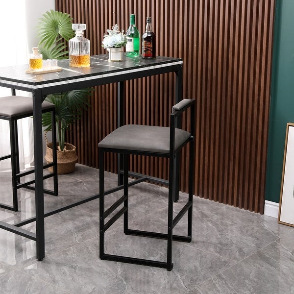 Set of 2 Modern Counter Height Bar Stools， PU Leather Upholstered Barstools for Pub， Armless Dining Chairs