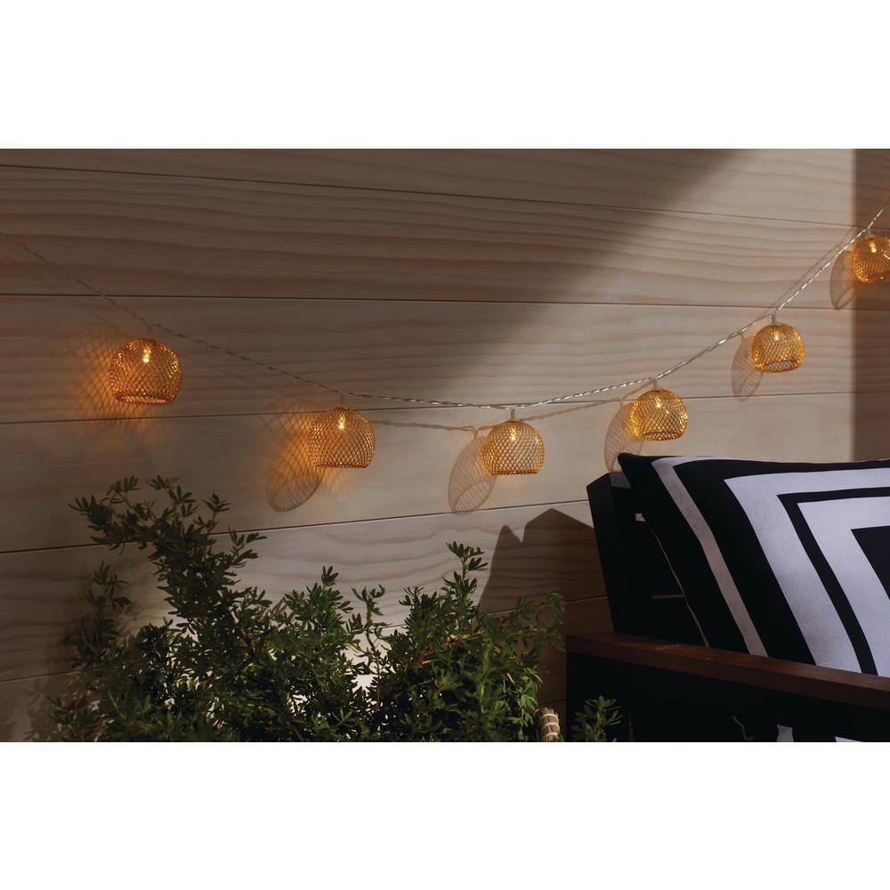 Hampton Bay Indoor 12 ft. Battery Operated Metal Integrated LED String Lights (10-Light) 10508