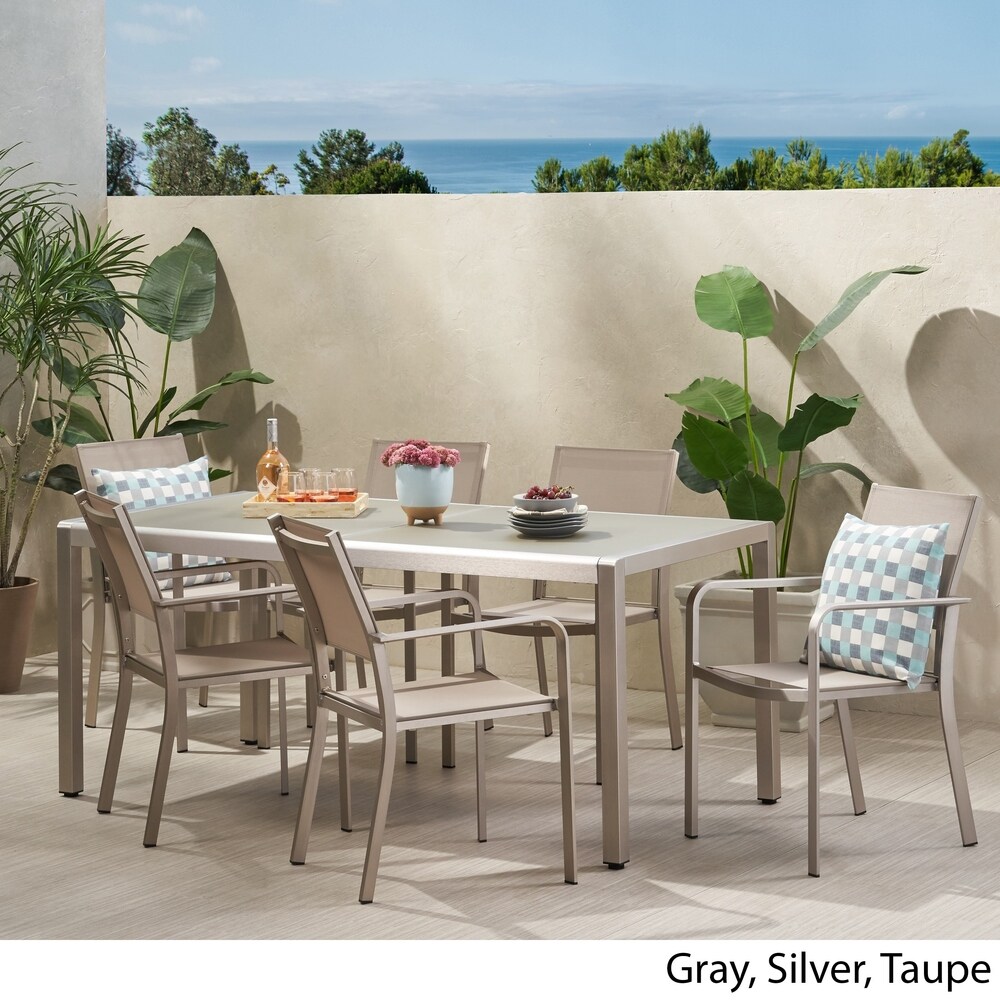 Gaven Tempered Glass/Aluminum 7 piece Outdoor Dining Set by Christopher Knight Home