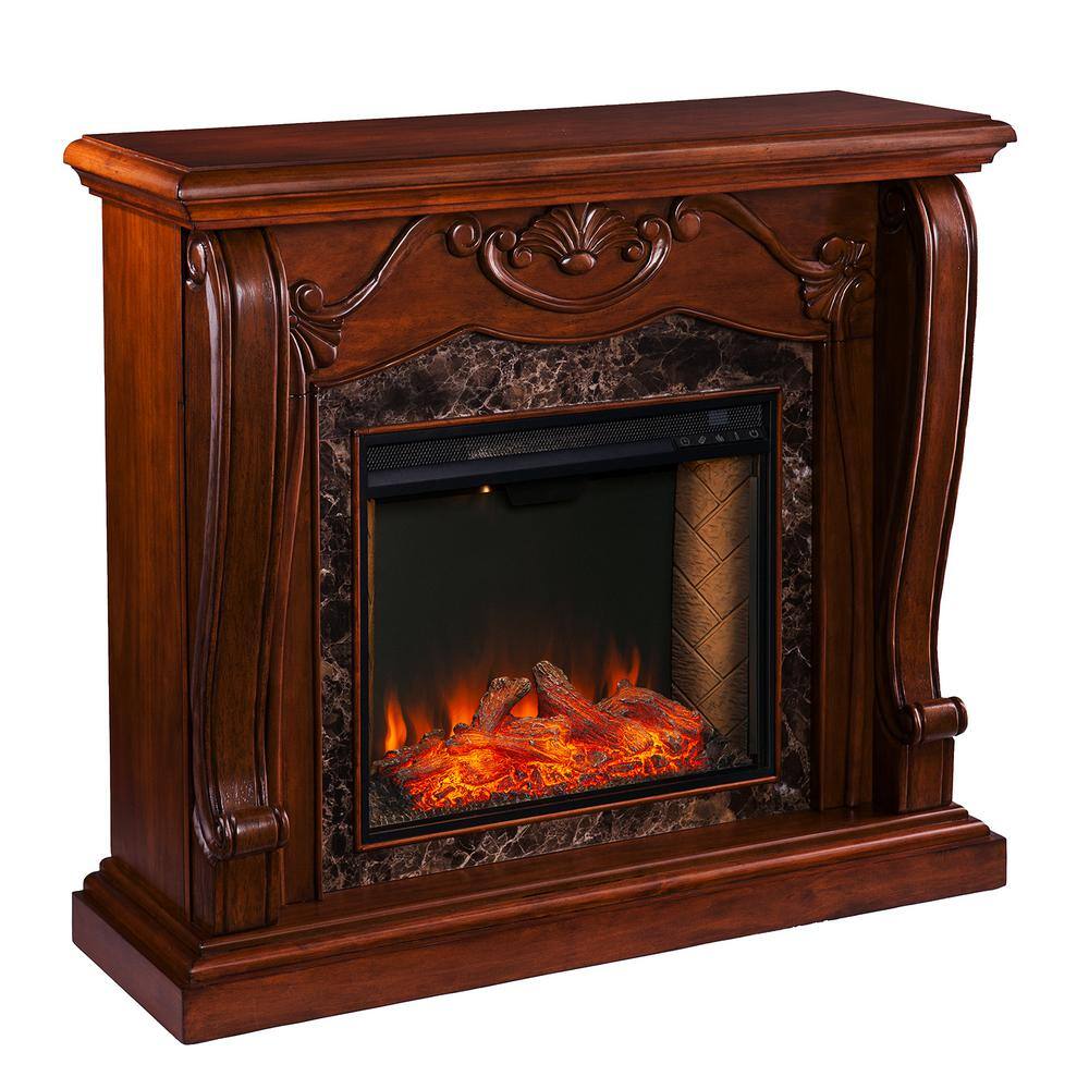 Southern Enterprises Marston Alexa Enabled 45.25 in. Electric Smart Fireplace in Walnut HD014692