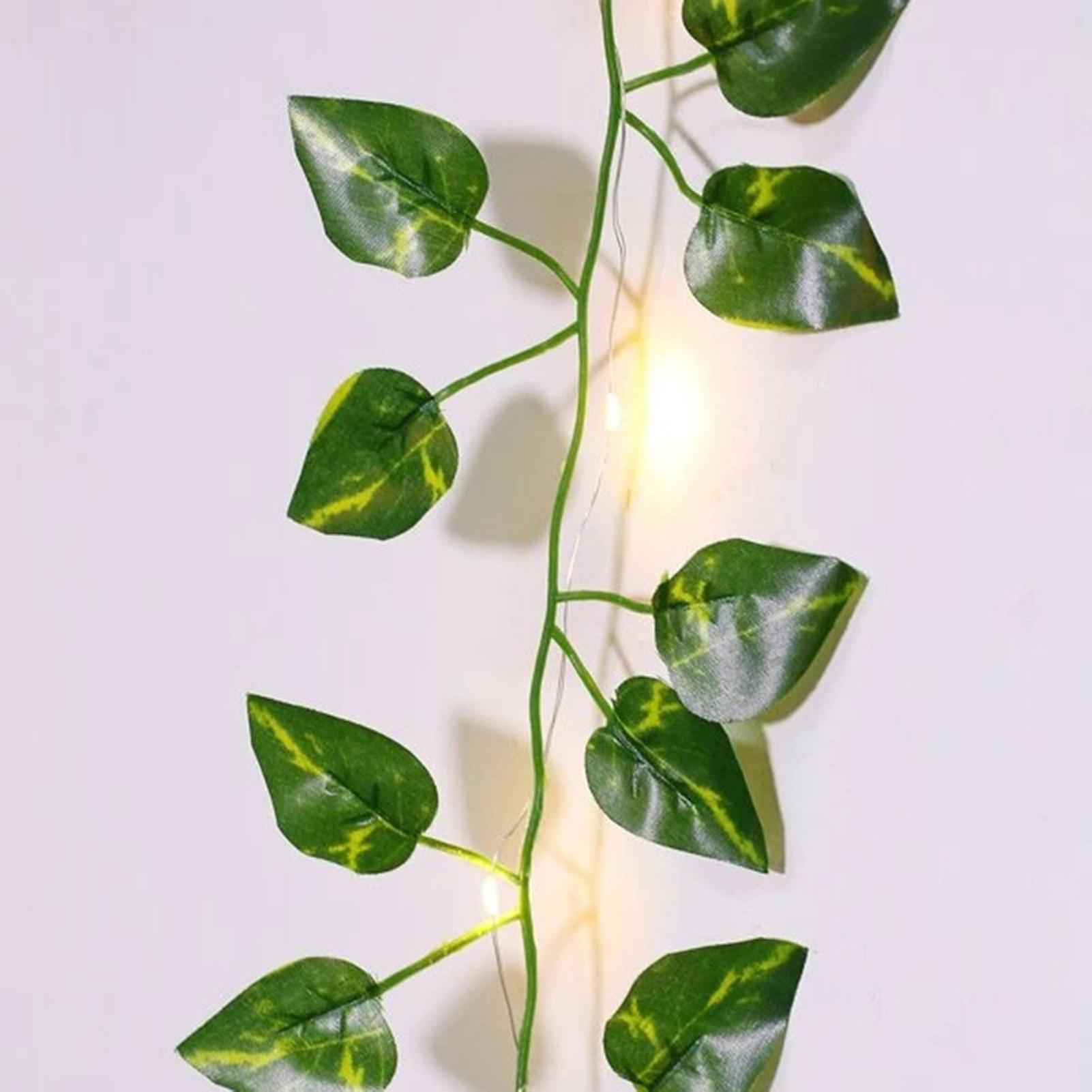 Simulation Scindapsus Aureus Leaves Rattan String Light 2.2m 25 Lamp Beads Copper Wire Constant Bright Room Decoration No.247066