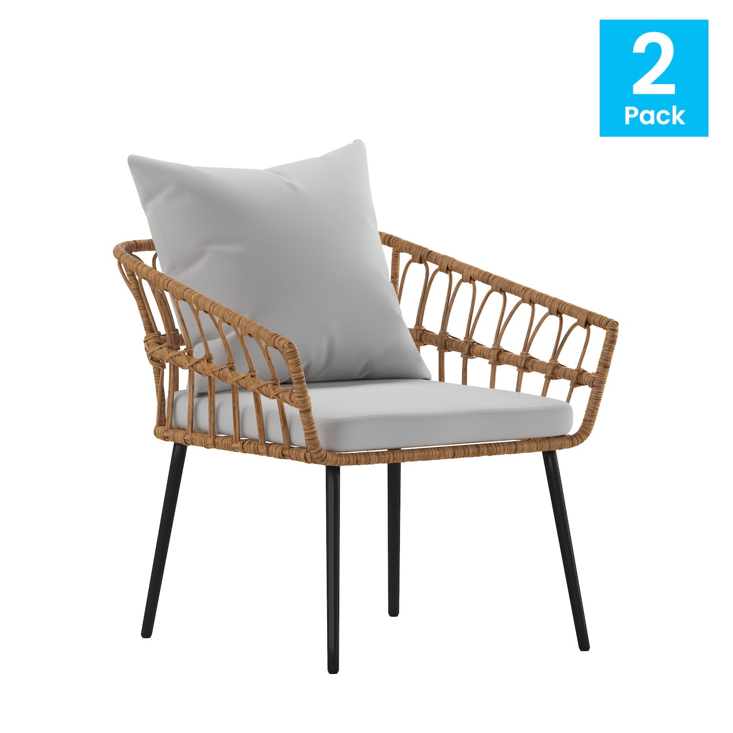 Flash Furniture Evin Boho Indoor / Outdoor Rattan Wicker Patio Chair 2-piece Set