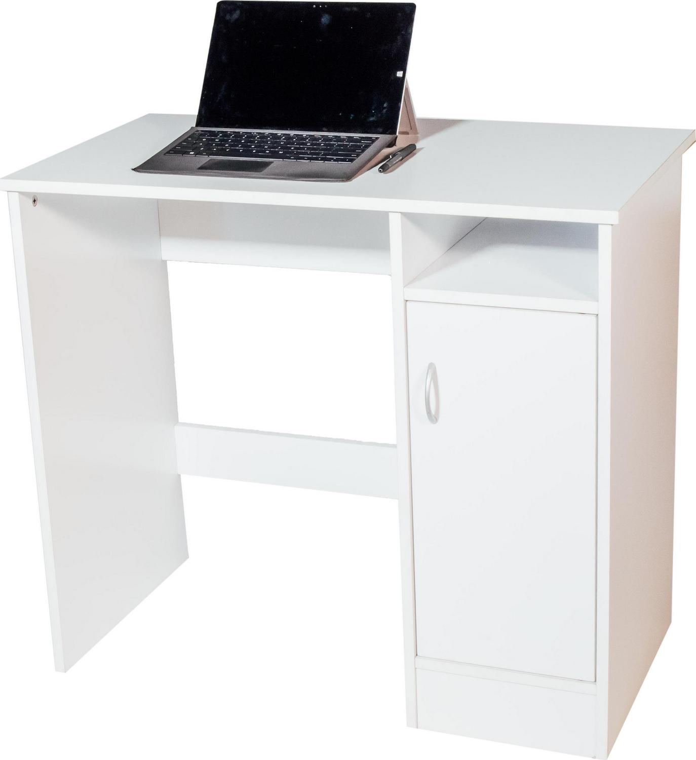 Madison Computer Desk with Cabinet， White