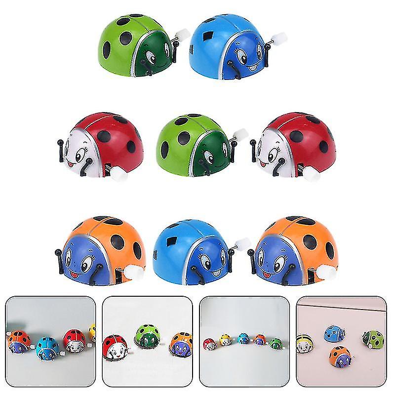 8pcs Chain Clockwork Spring Rotating Animal Ladybug Kids Toys (random Color)