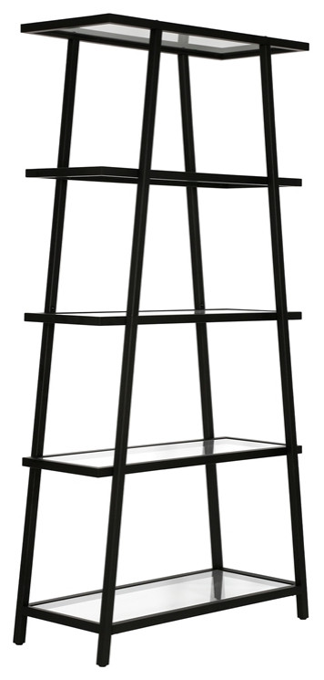 Henn ampHart 34 quotBlackened Bronze Metal/Glass Bookcase   Industrial   Bookcases   by Homesquare  Houzz