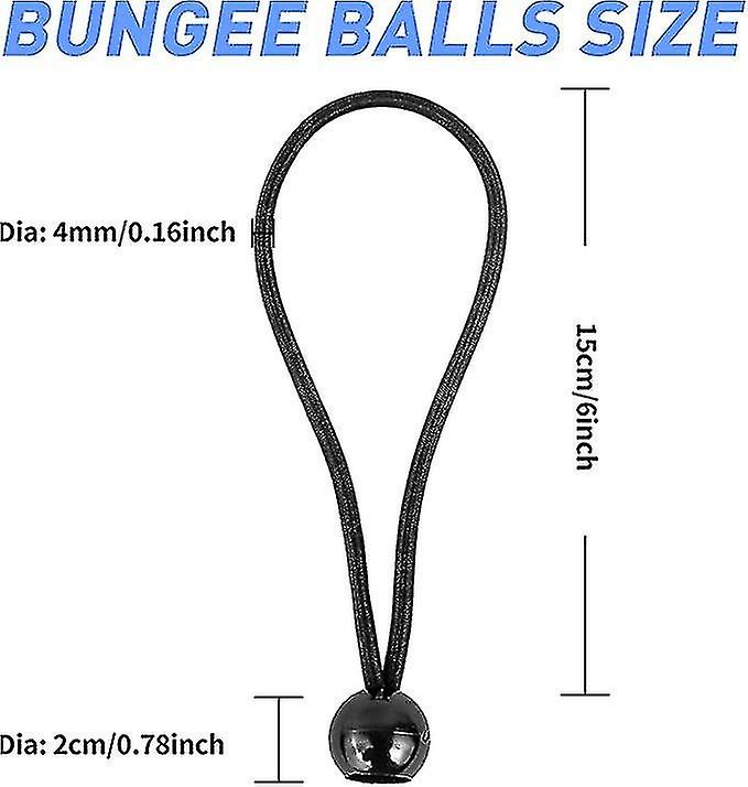 Ball Bungee Cords， 20pcs 6 inch Heavy duty Stretch Rope With Ball Elastic String Tie Down Strap For