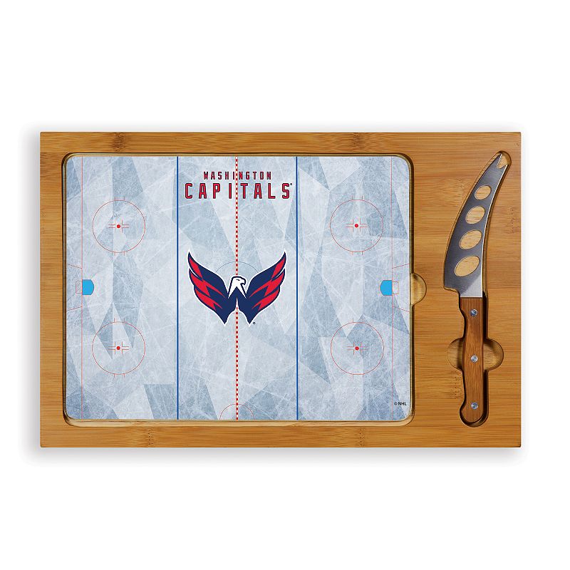 Picnic Time Washington Capitals Icon Glass Top Cutting Board and Knife Set