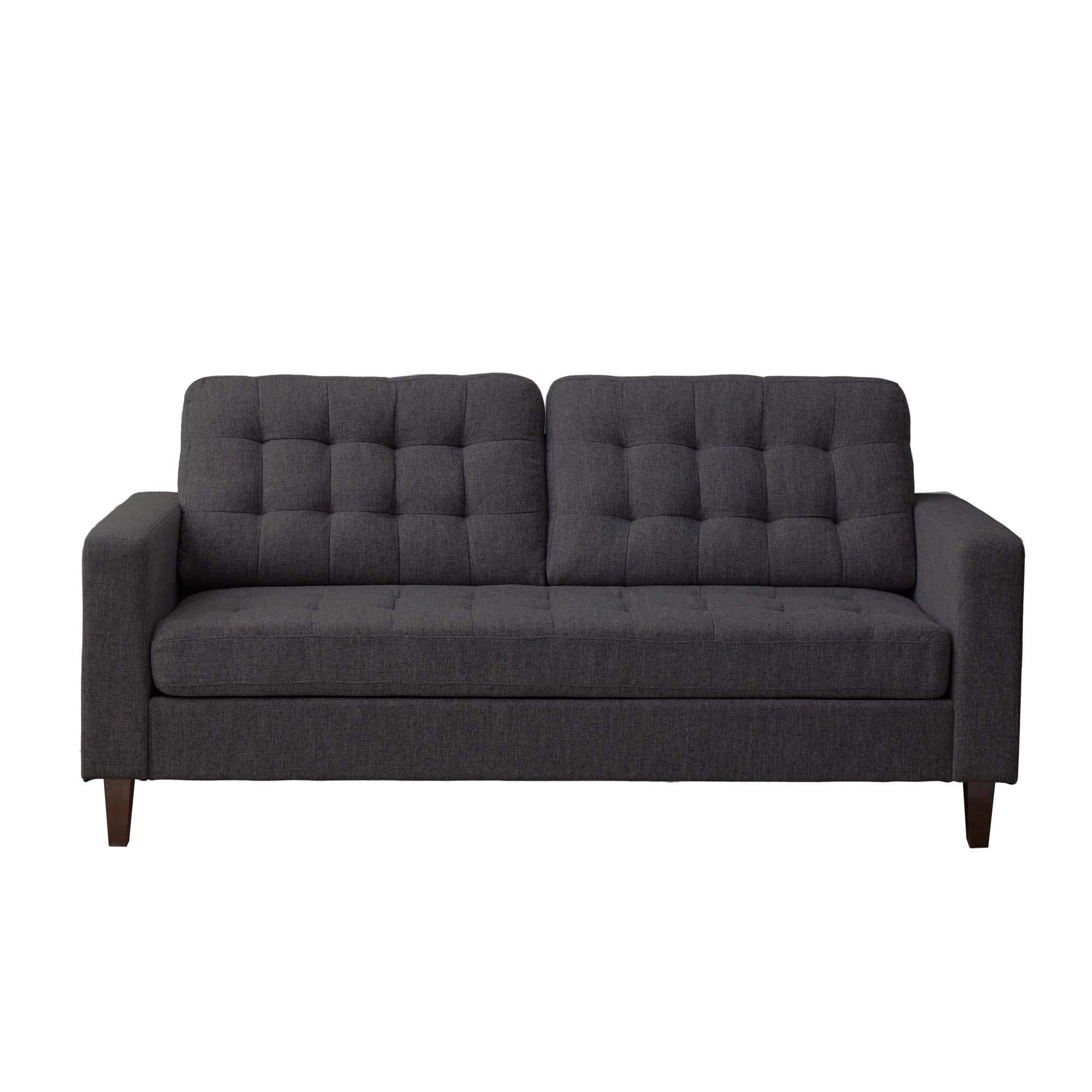 Mayview Carraway Upholstered Sofa with Tufting, Charcoal