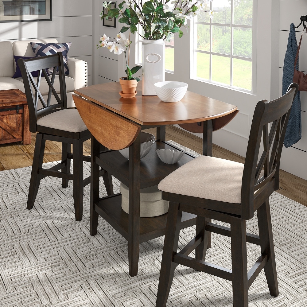 Eleanor Antique Black Drop Leaf Counter Height Table Dining Set by iNSPIRE Q Classic