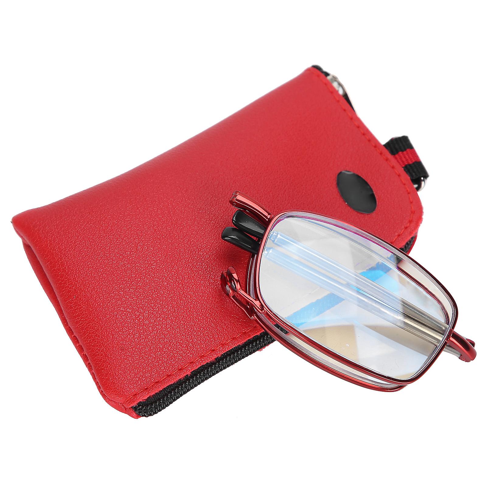 Blue Light Blocking Reading Glasses Fashionable Folding Multifocal Presbyopic Glasses+100 Red