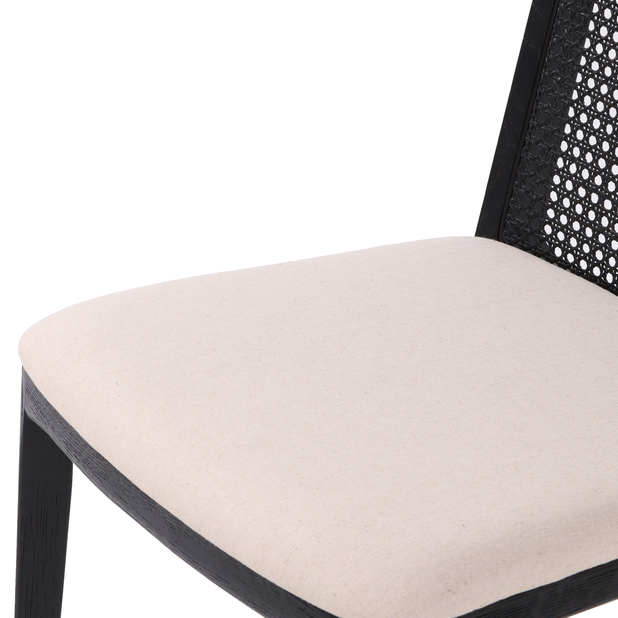 Cane Dining Chair - Oyster Linen/Black Frame