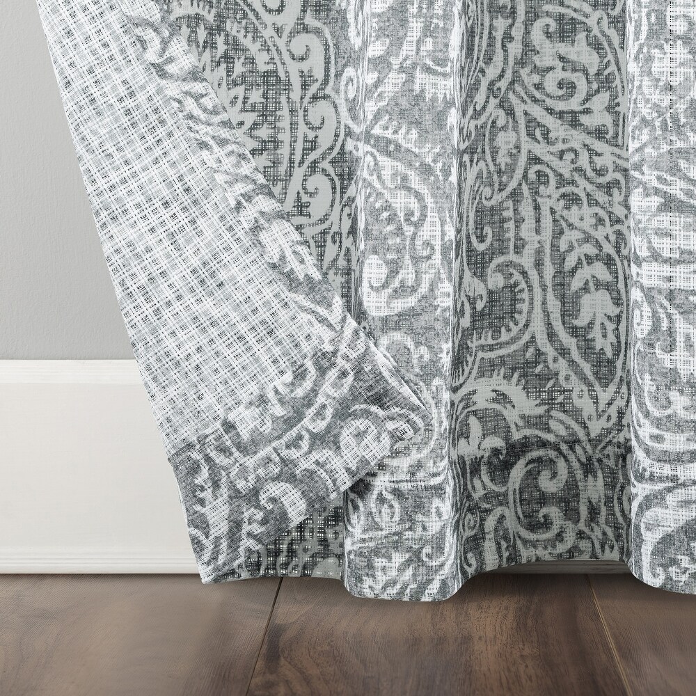 Archaeo Paisley Waffle Weave Cotton Blend Curtain  Single Panel