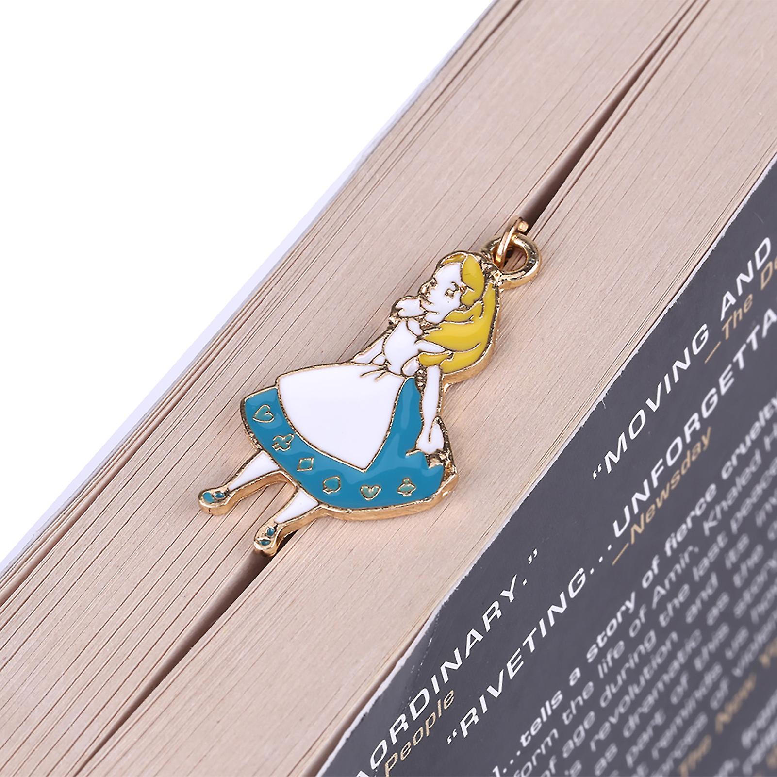 1pc Gold Metal Leaf Bookmark With Pendant For Book Paper Reading Alice