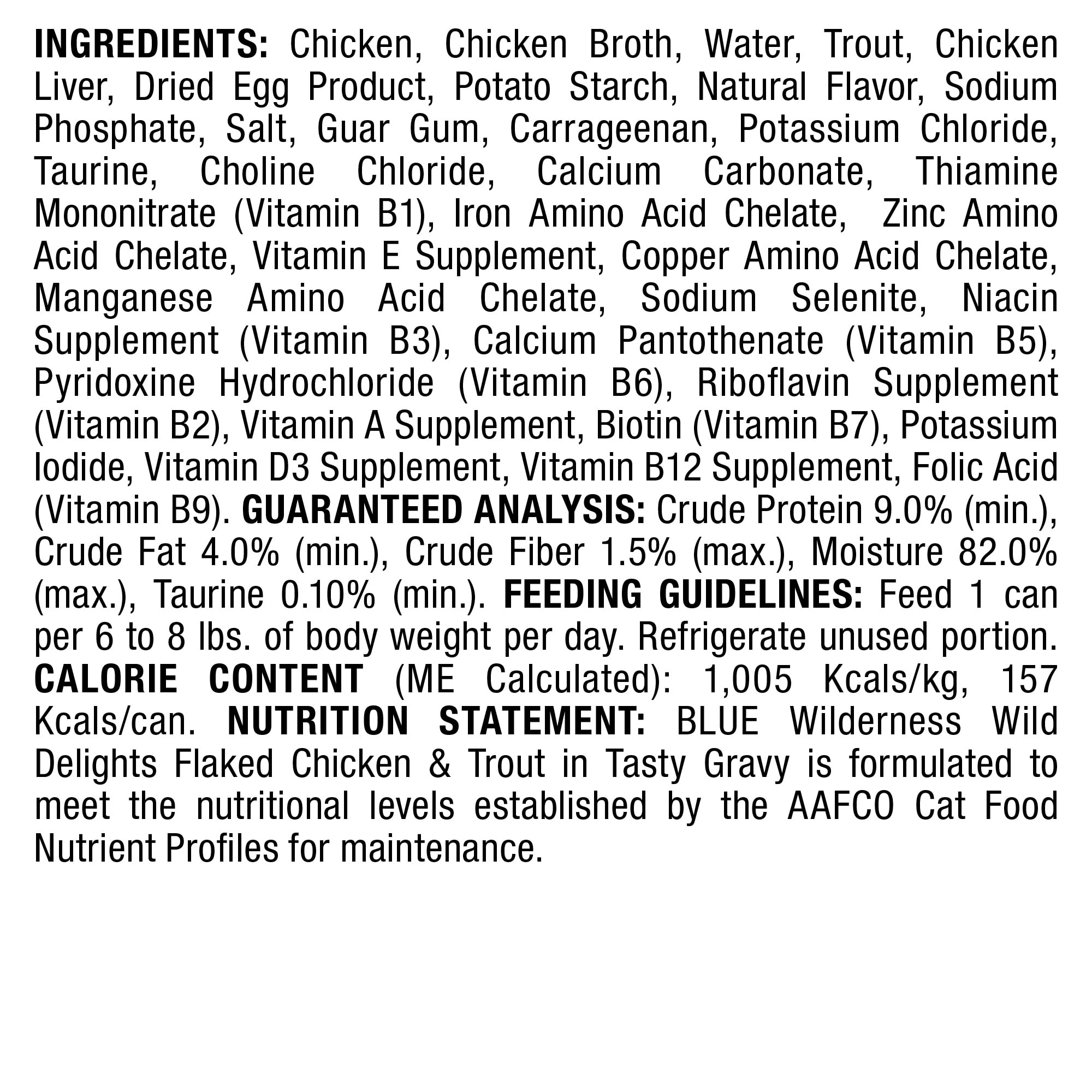 Blue Buffalo Blue Wilderness Wild Delights Flaked Chicken  Trout Recipe Wet Cat Food， 5.5 oz.， Case of 24