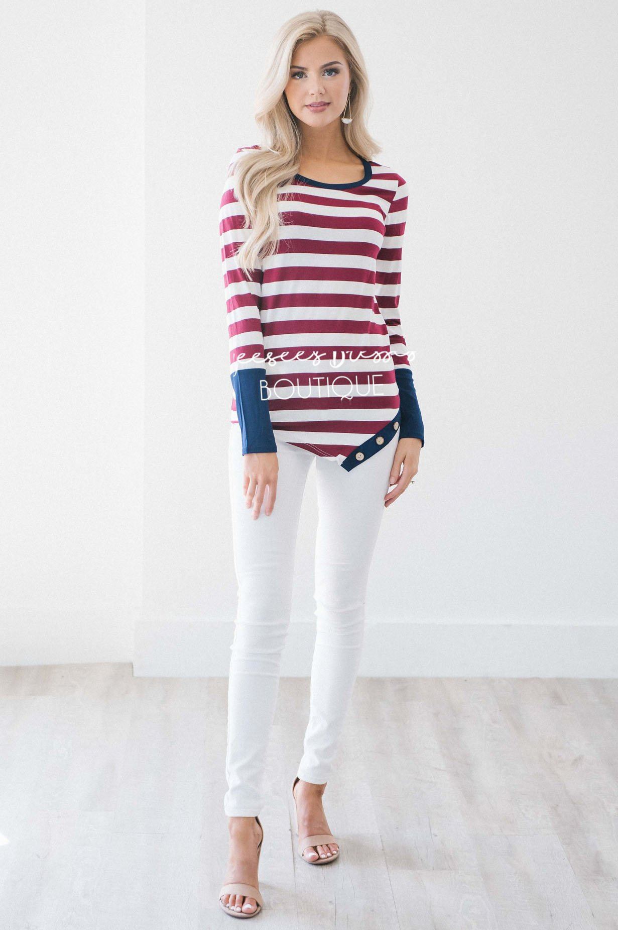 Cutie Stripes & Buttons Top