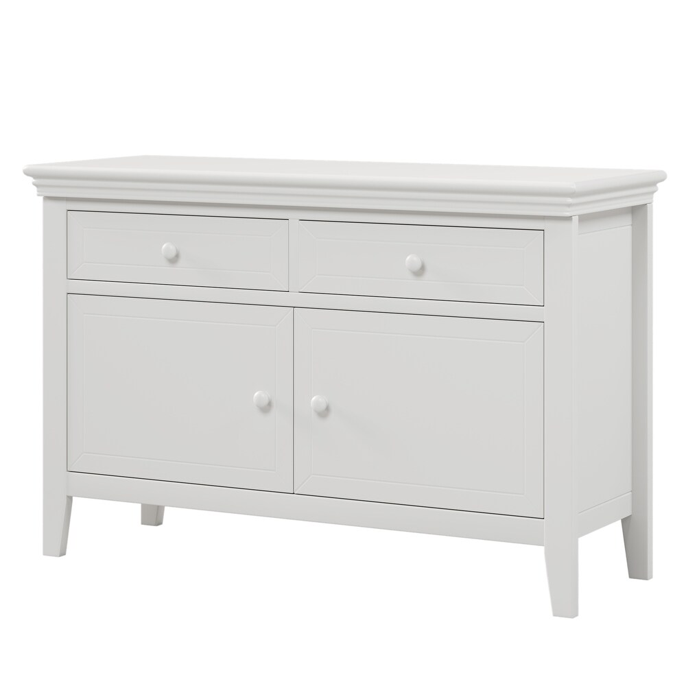 Concise Style White Solid Wood 2 Drawer 1 Cabinet Dresser with Ample Storage Space  Multiple Functions Features  for Bedroom