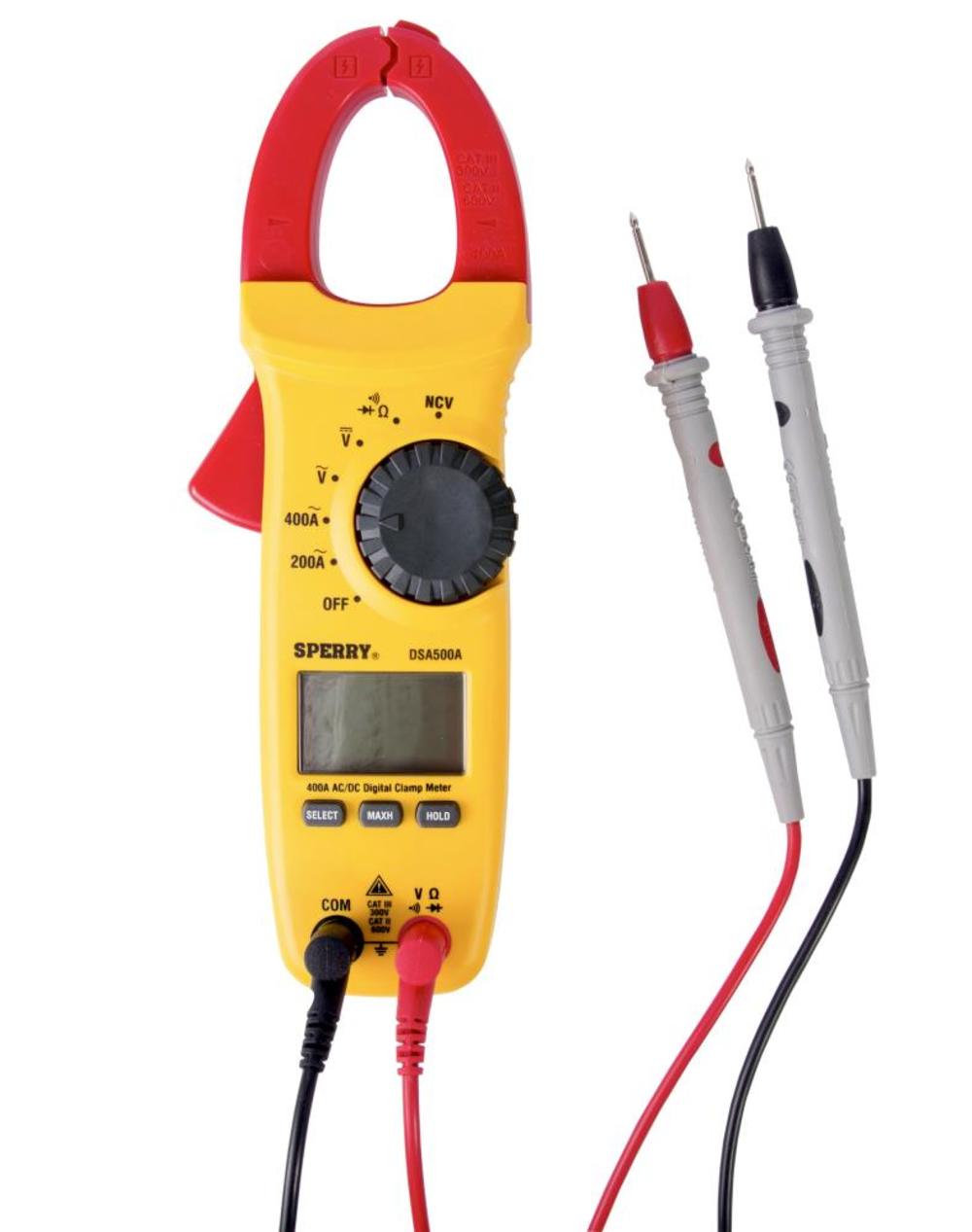 Sperry Instruments Clamp Meter， Snap-Around， Digital LCD， 5-Function， AC Current， AC/DC Volt， Resistance， Continuity， 9 Auto Range， 400-Amp， 1 Each