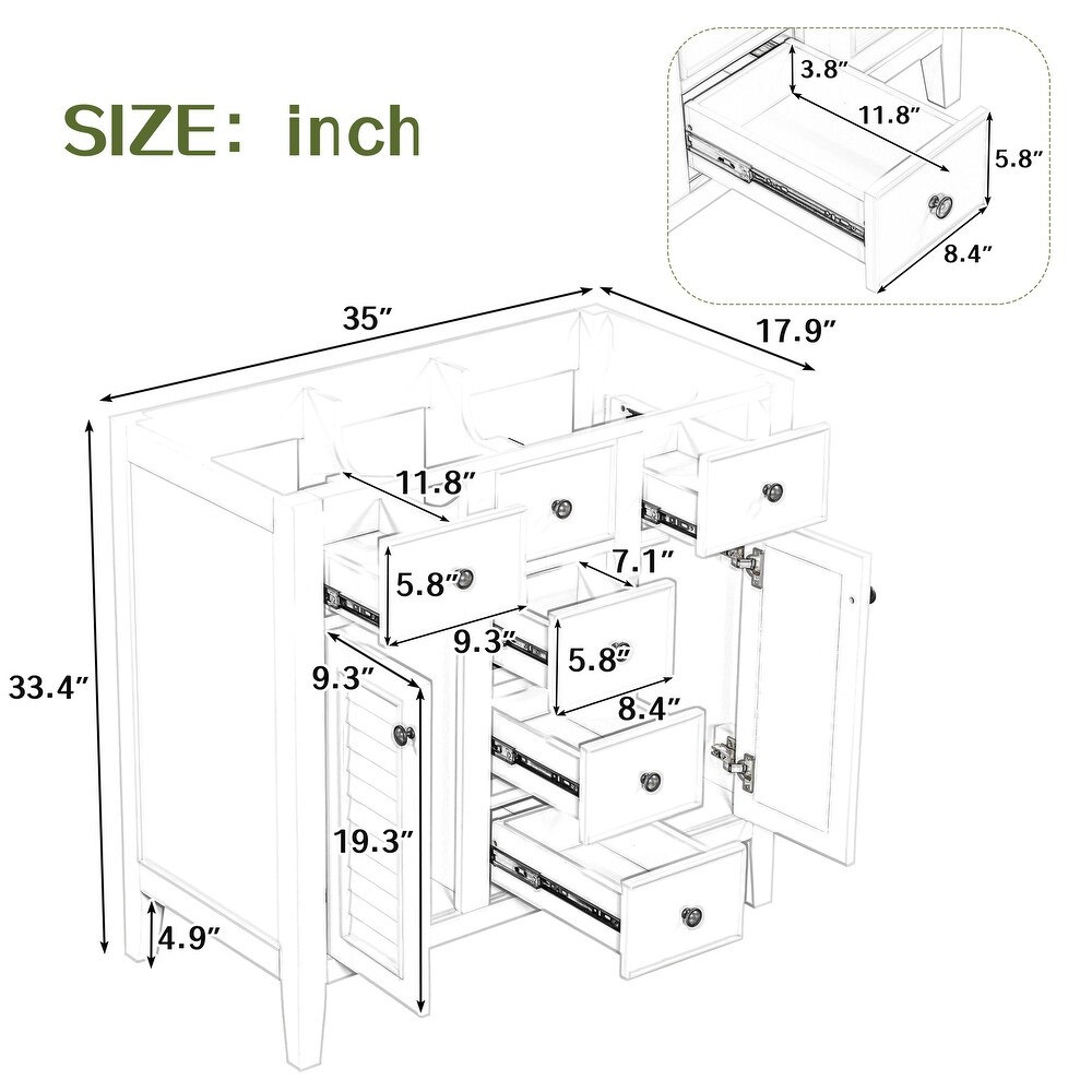 Modern Bathroom Vanity with Ceramic Basin  Five Drawers