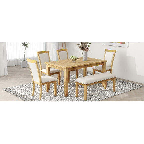 TOPMAX Rustic Solid Wood 6 piece Dining Table Set ...