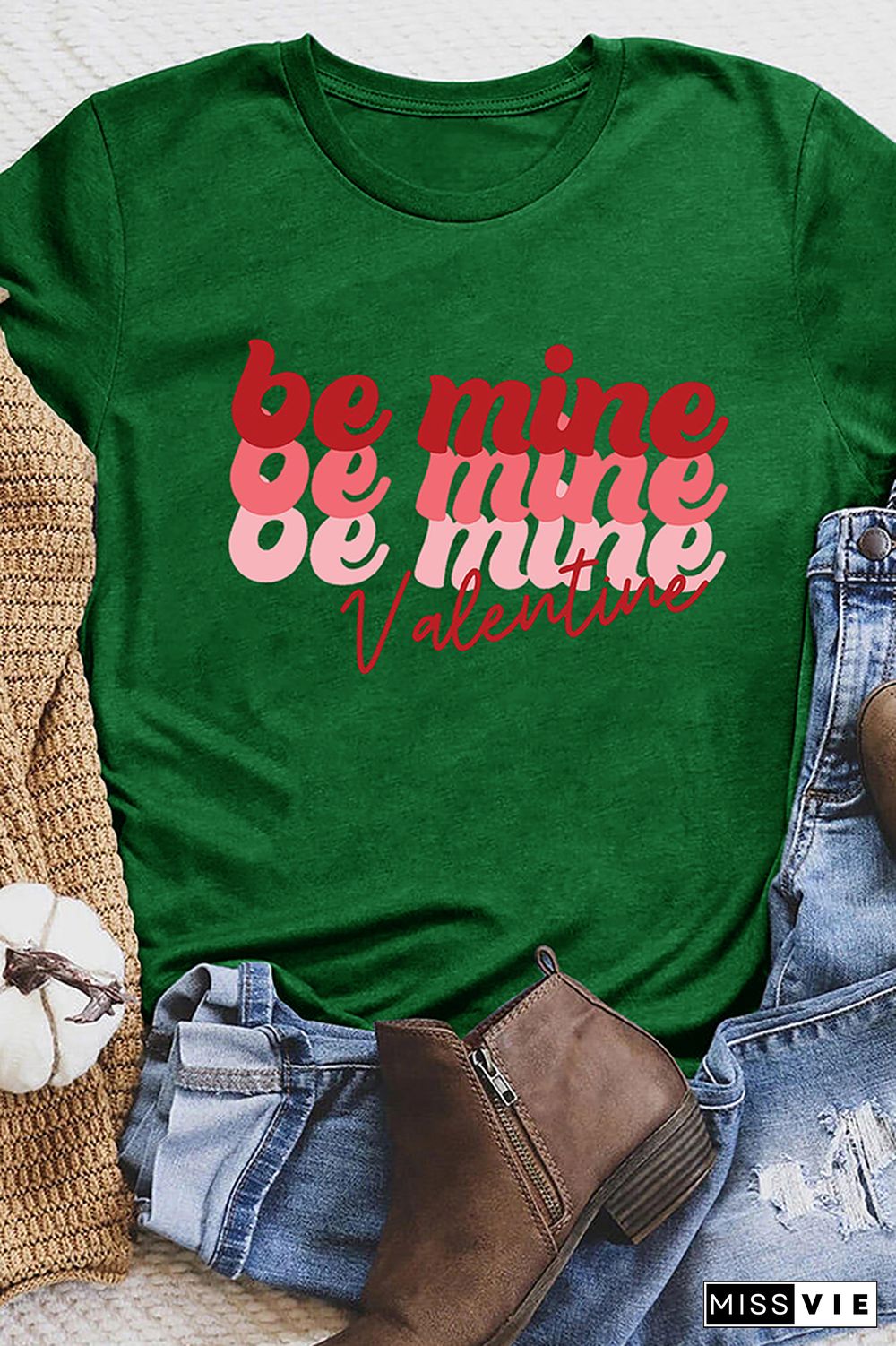 Valentine Be Mine Pullover Shortsleeves Graphic Tee Wholesale